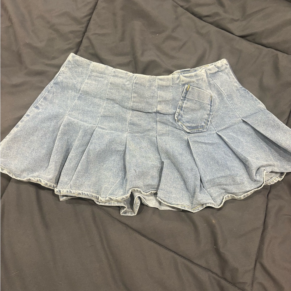 Finesse Light Blue Denim Skirt